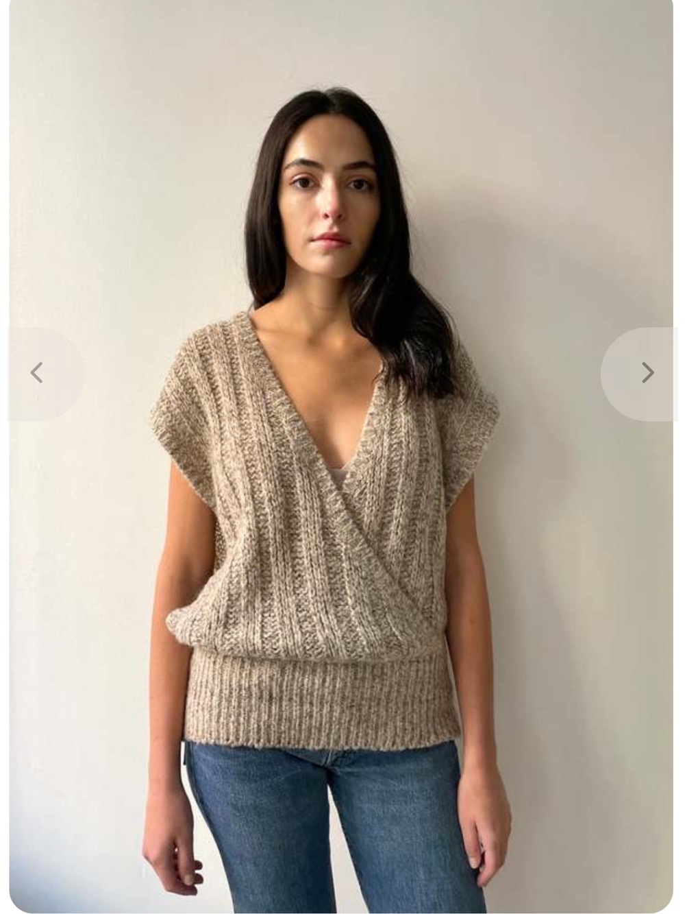 Dior Beige Ribbed V‑Neck Knit Sweater Vest